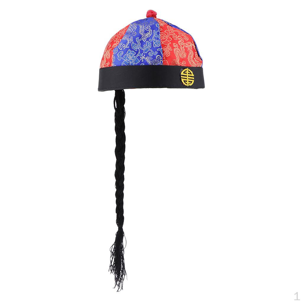 Silk Adults Chinese Oriental with Ponytail Cosplay Party Costume Hat
