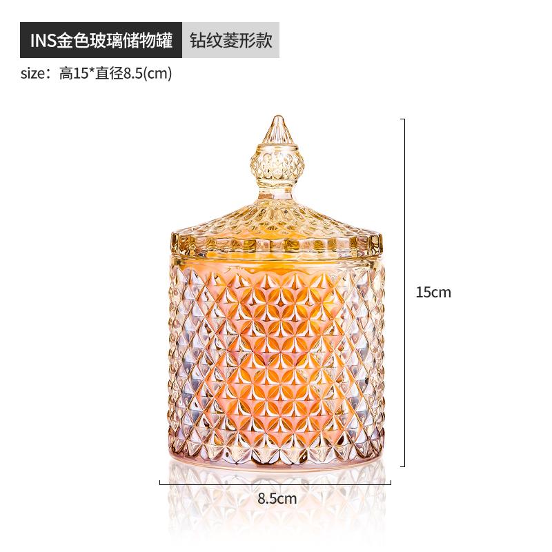 Transparent Förvaringsburk i Glas Hushållsförvaringslåda Glasbehållare Skrivbordsdekoration Bomullspinnslåda med Lock Förvaringsburk