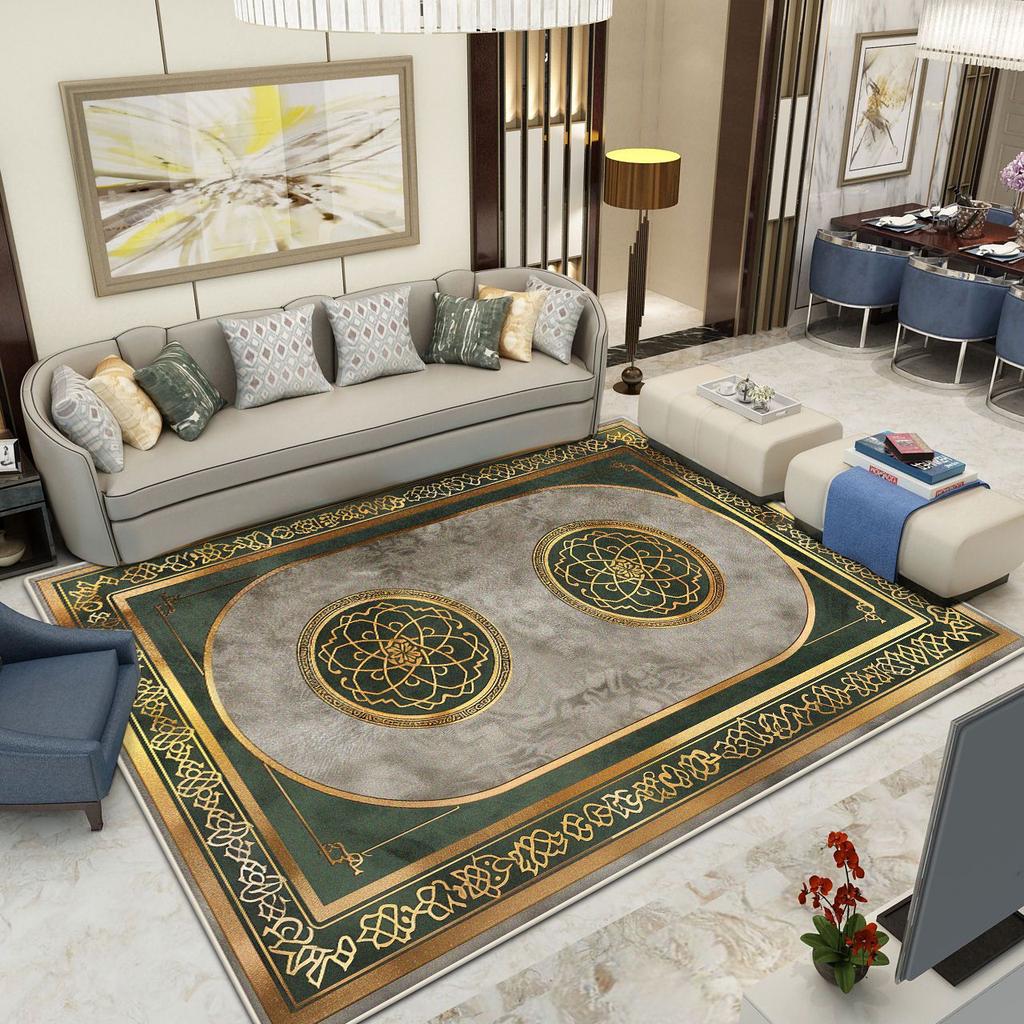 Golden Decoration Living Room Carpet European Luxury Home Large Area Rugs 200x300 Bedroom Bedside Soft Fluffy Floor Mat Washable