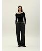 Anggae Ribbed Scoop Neck Pullover Black