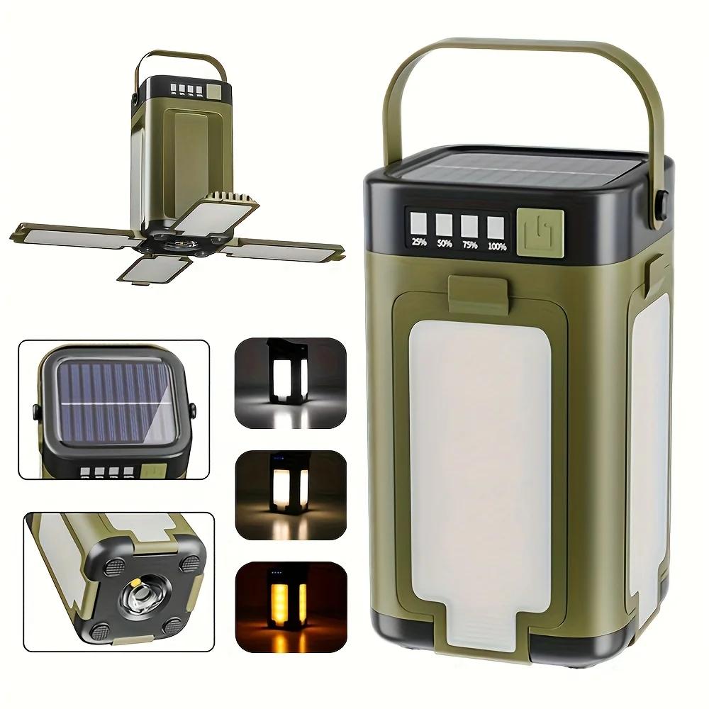 Solar Outdoor Portable Camping Light Solar Charging Foldable 2000mah Power Bank Intelligent Display Portable Hanging Tent Light