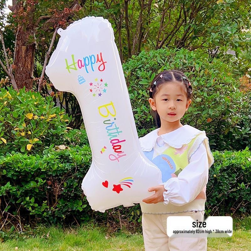 White Number Balloons for Kids' First Birthday Party Decorations