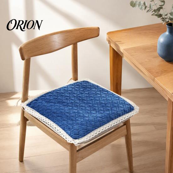 Cozy Velvet Seat Pads for Winter Plush Chair Pad with Ties, Non Slip Cushion Lace Trim, 16 x Inch Washable Dining Office Comfortable Dressing