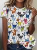 Women's T-shirt Summer Casual Round Neck Short Sleeve 3D Print Floral Pattern Top Loose Casual Wear Ladies T-shirt