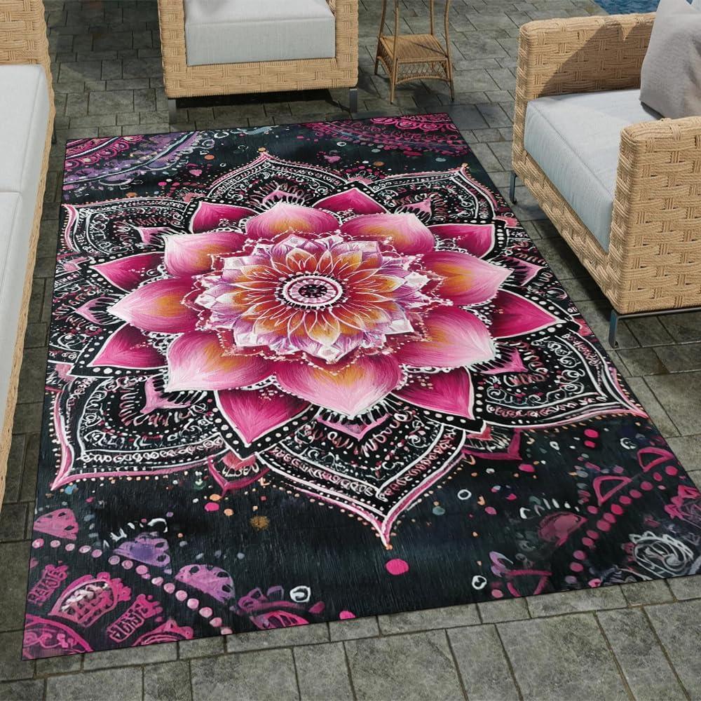 

Boho Mandala Rugs Indoor Outdoor Soft Non Slip For Living Room Bedroom, Yoga Mat For Adults Boheminan Mandalas Abstract Rug 40x60cm