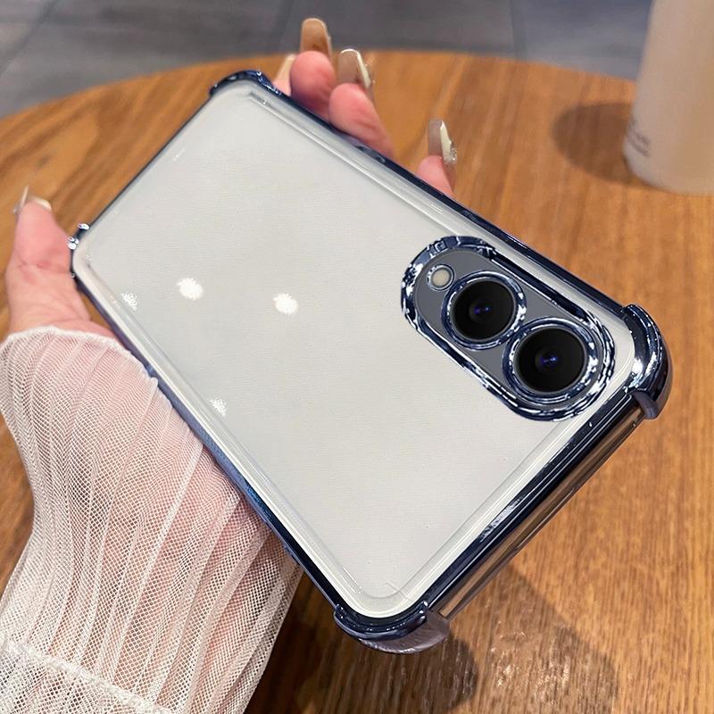 Suitable for Samsung S25edge Plating Airbag Transparent Mobile Phone Case S24Ultra Silicone S23Plus Soft Case