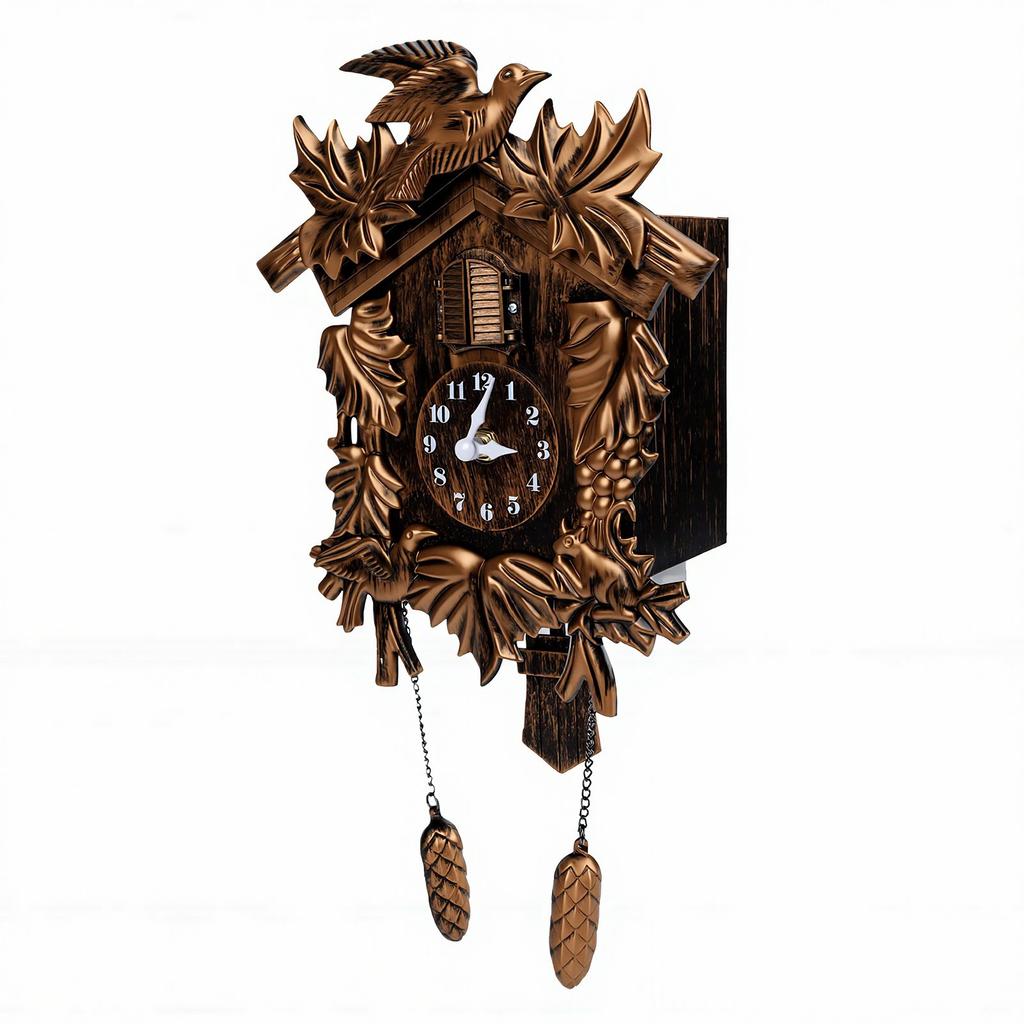 Cuckoo Clock Wall Mounted Elegant Home Decor Children Clock Adjustable Volume On Time Alarm Copper