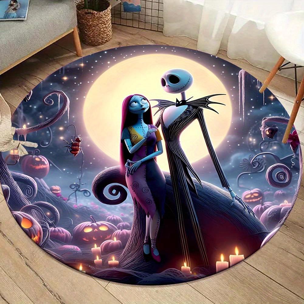 1pc The Nightmare Before Christmas Round Area Rug , Playroom Bedroom Living Room Indoor Decor Rug , Perfect for Leisure Areas , Bedside , Cl