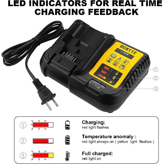 NEW Upgraded DCB112 Battery Charger For Dewalt 10.8V 12V 14.4V 18V 20V DCB206 DCB205 DCB204 DCB203 DCB120,DCB107 DCB115 DCB105