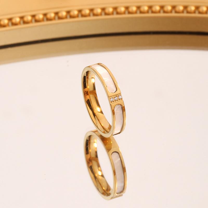 Zirkon Weiße Muschel Ringe Edelstahl Süßer Schmuck für Damen, Bequeme Passform Tägliches Tragen Beste Freundin Geschenkidee