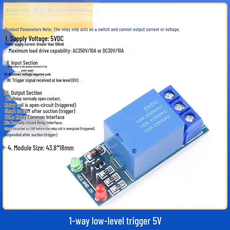 1/2/4/8 Channel Relay Module with Optocoupler Isolation, High/Low Level Trigger, Supports 3.3V, 5V, 12V, 24V