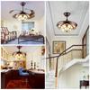 42-inch Retractable Ceiling Fan with Lamp and Remote Control Double-sided Chandelier Style