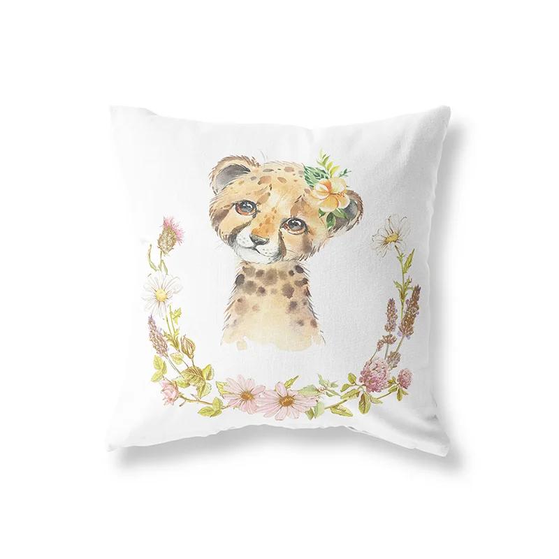 Cute Rabbit Giraffe Animals Children Room Decor Polyester  Cushion Cover Sofa Pillow  Home Decoration Throw Pillowcase