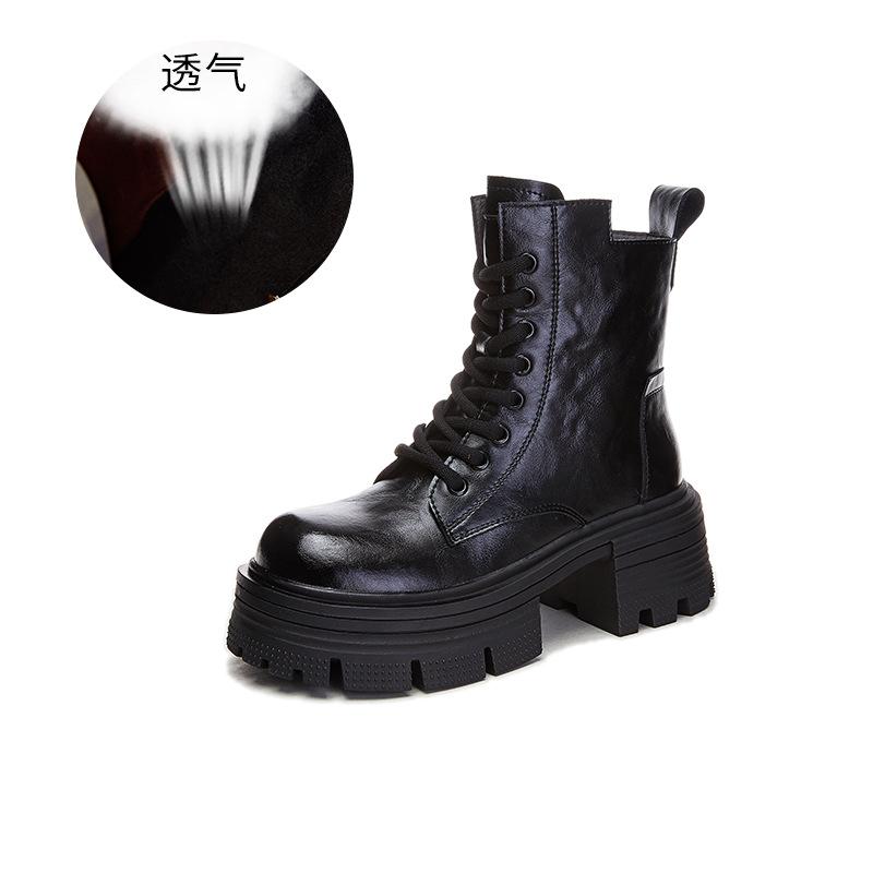 Leather Martin Boots Women's 2025 Autumn and Winter New Women's High-heeled Retro Polished Short Boots Casual Versatile Thin Women's Boots