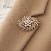 Solid Metal Brooch Flower Branch Brooch, Retro Leaf Design Lapel Pin with Faux Sturdy Jewelry Pearls, Electroplating Anti-Oxidation Badge for
