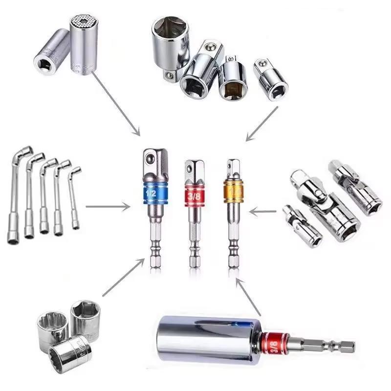 3 Stück Schraubendreher Sechskantschaft Schnellwechsel Schraubendreher Bithalter Verlängerungsstange Stecknuss-Bit-Adapter Elektrowerkzeugzubehör