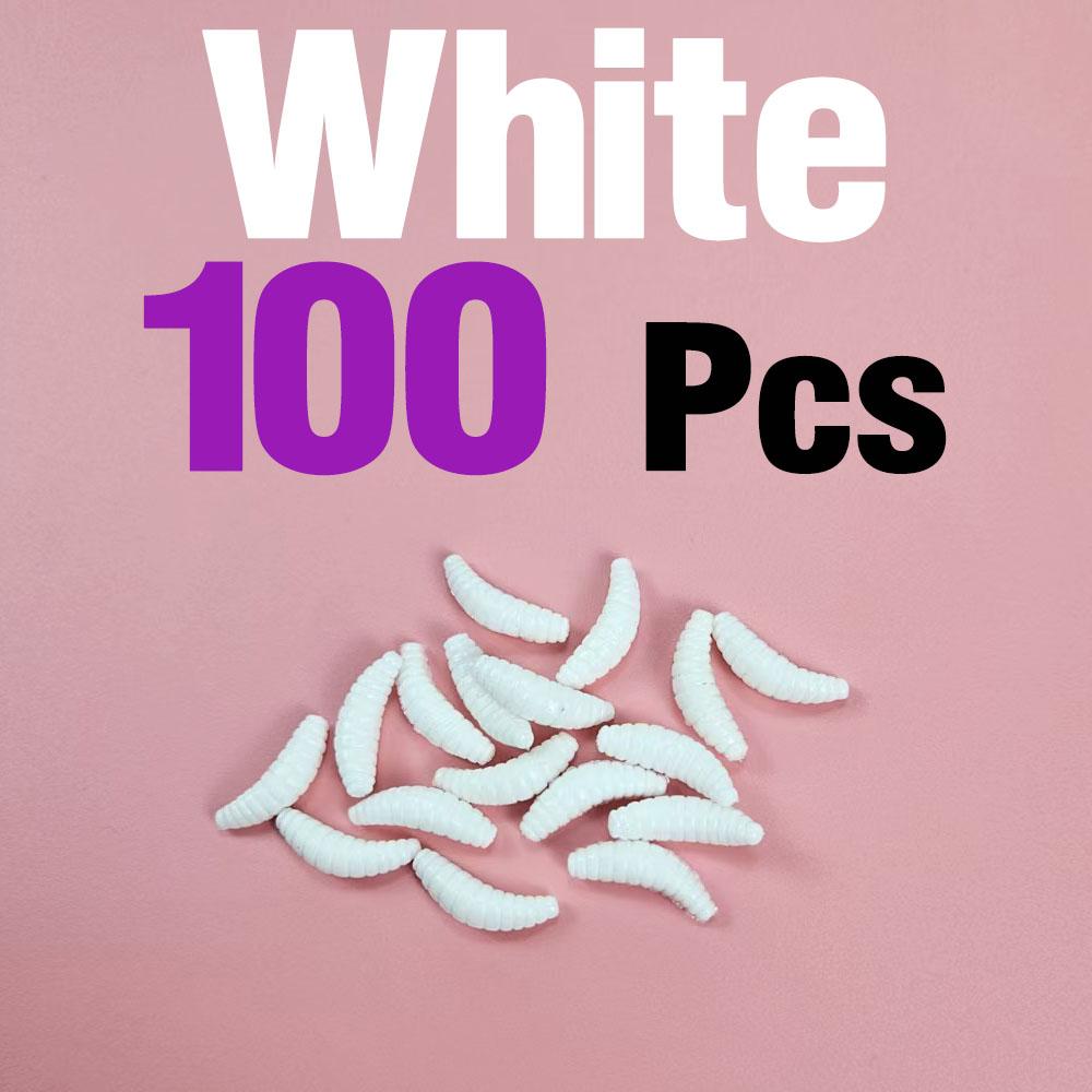 100Pcs Bass Fishing Worms Lures,Silicone Soft Maggot Baits Bread Worm Fishing Lure 5 Colors