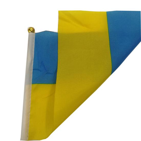 10Pcs Ukraine Flags Fade-resistant Small Polyester Vivid Color Ukraine Hand Flags for Party Decoration
