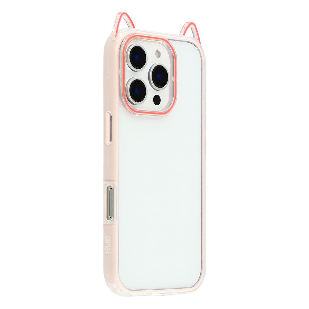 For iPhone 16 Pro Max Case Cat Ear Design TPU + Acrylic Clear Phone Back Cover