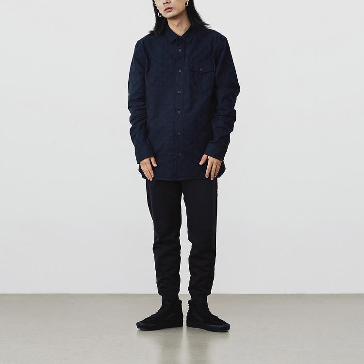 Vans Side Letter Splicing Knitted Sports Casual Pants Men Bottoms Black VN0A4USABLK