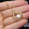 Real Original Freshwater Pearl Necklaces For Woman,Vintage Gold Plated Pearl Pendant Wife Mother Daughter Birthday Gift White