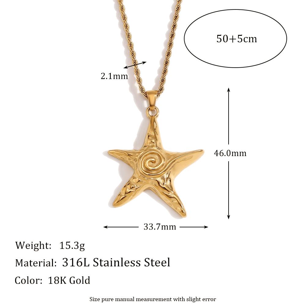 

MamacitaSlay 316L Stainless Steel Swirl Starfish Pendant Necklace Waterproof 18K Gold Plated Neck Jewelry Women s Elegant Gift золотой