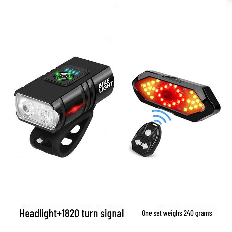 Aluminum Alloy Bike Headlight & Taillight Set: High-Brightness with Power Display for Night Riding
