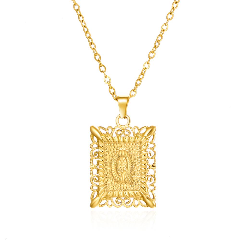 Tide 26 English Letters Stainless Steel Necklace Fashion Square Letter Hollow Pendant Necklace