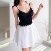New Arrivals Open Run Women Lovely Lace Heart Neck Pad Insert Sleeveless Top