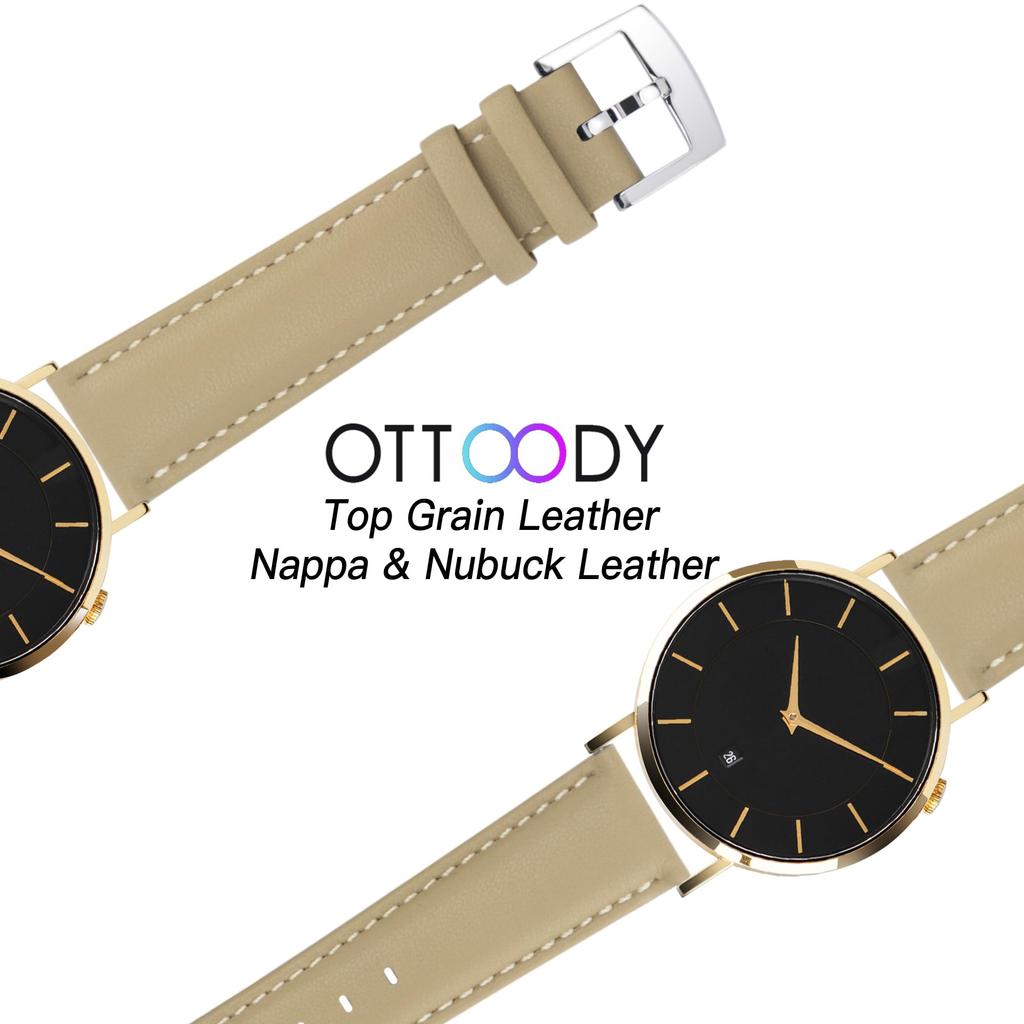 Genuine Leather Watch Quick Release Strap for Men and Elegant Soft Calf Leather Watch Replacement No Tools for Watches and Silver Buckle [OTTOODY]