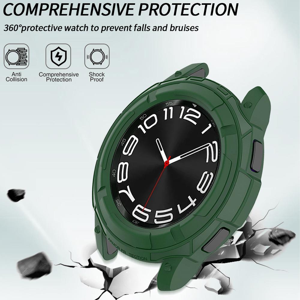 Panzer Hülle für Samsung Galaxy Watch 6 Classic 43mm 47mm TPU Weicher Hohlrahmen Stoßfänger Zwei-in-eins Sturzschutz Schutzhülle