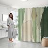 1 Pezzo Tenda da Doccia Moderna Astratta Texturizzata, Verde e Beige, Patchwork in Poliestere, Lavabile in Lavatrice, Resistente allo Sbiadimento, Decorazione Bagno Tessuta