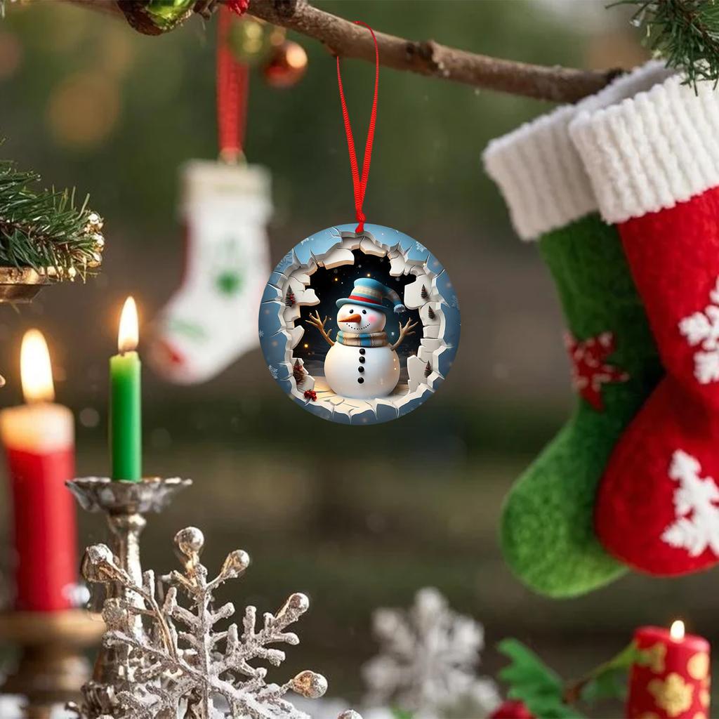 2D Flat Acrylic Christmas Snowman Christmas Tree