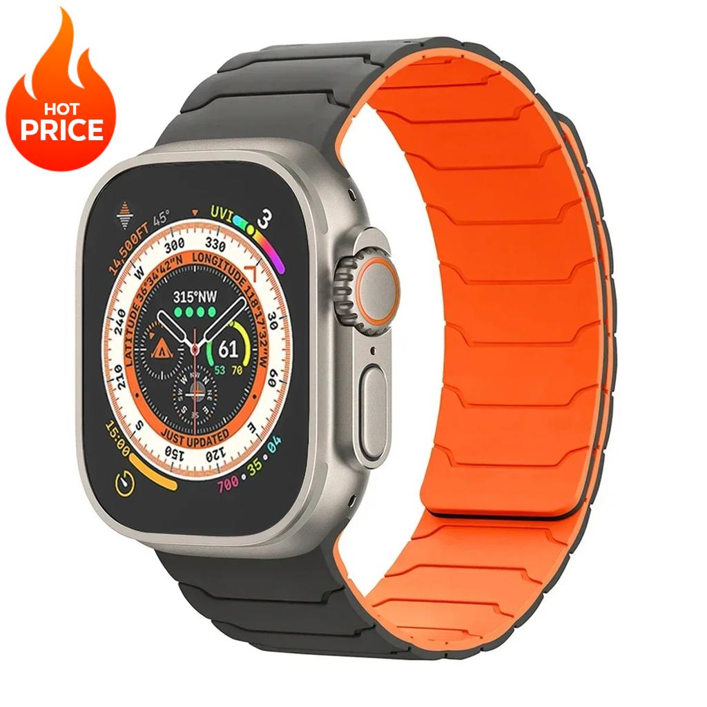 Magnetic Silicone Strap For Apple Watch Ultra 3 2 49mm Band 45mm 44mm 41mm 40mm 38 Bracelet Iwatch Series 11 10 42 46mm 987654SE