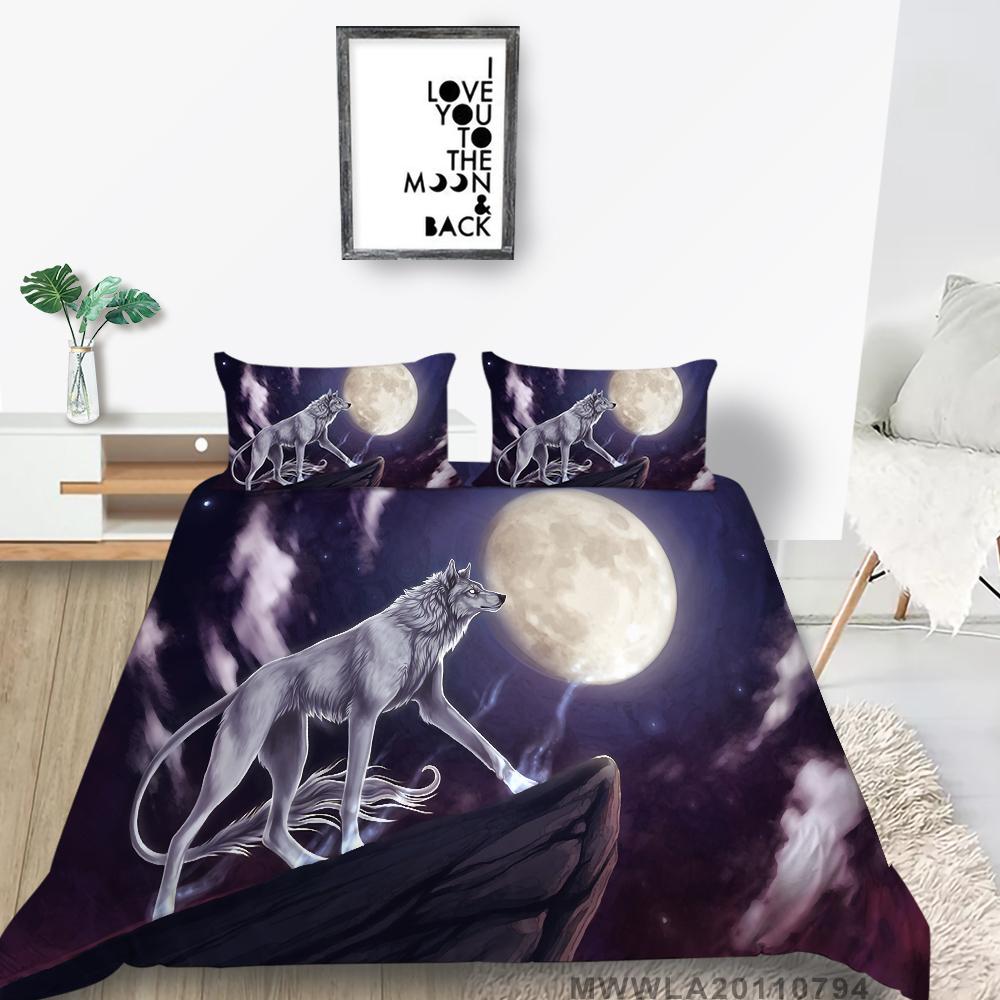 Duvet Cover Set with Pillowcase Wolf Painting Luxury Home Bed Clothes Unique Design Cool Bedding Cover Suit Fashionable