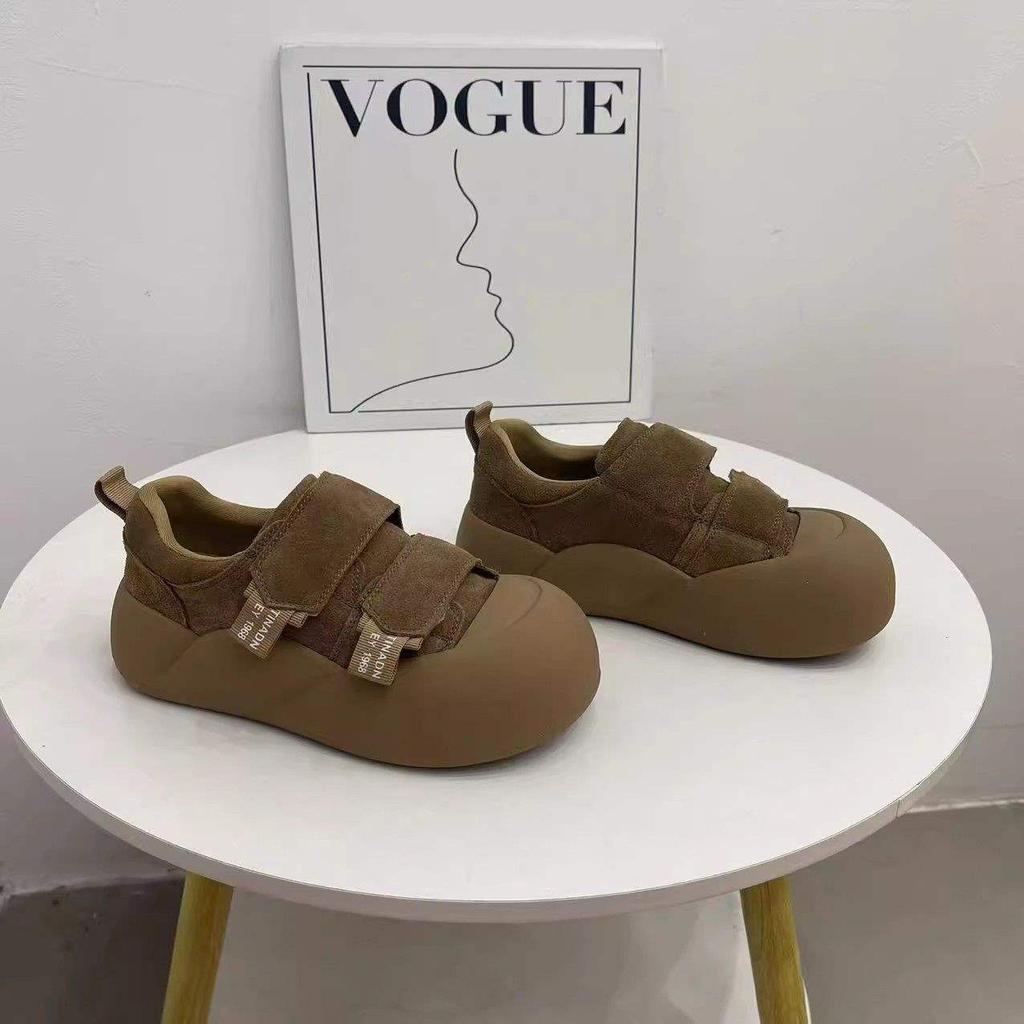 Retro leopard print Velcro ugly cute doll head board shoes 2025 autumn and winter new children's velvet Hanhan bread shoes