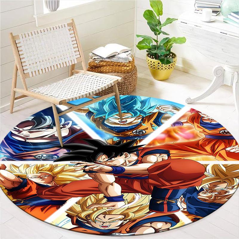 Dragon Ball Z Round Area Rug Carpet Rug For Living Room Bedroom Sofa Playroom Decor Nonslip Floor Mat