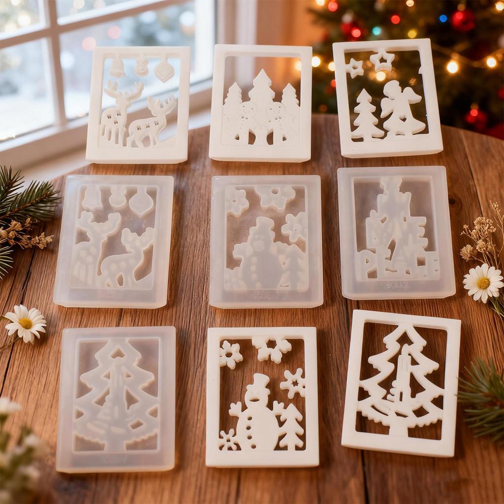 Christmas Molds Silicone Flexible Craft Supplies Candle Holder Christmas Wax Molds For Wax Plaster Party Lantern Home Decor Arts