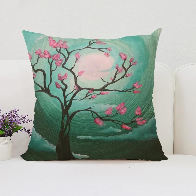 Japanese Cherry Blossom Pillowcases for Pillows 45x45 Cushions Cover for Living Room Cushions Luxury Cushion Cover Home Decor