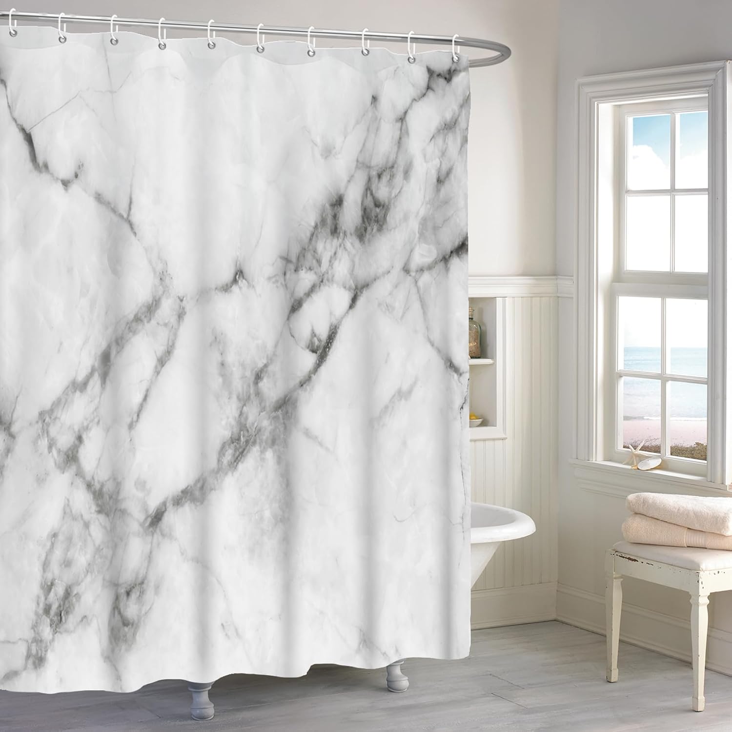 

Grey Gold Marble Shower Curtain Abstract Granite Marble Texture Luxury Modern Ink Art Fabric Shower Curtains For Bathroom W60H190(CM)-1 Pcs