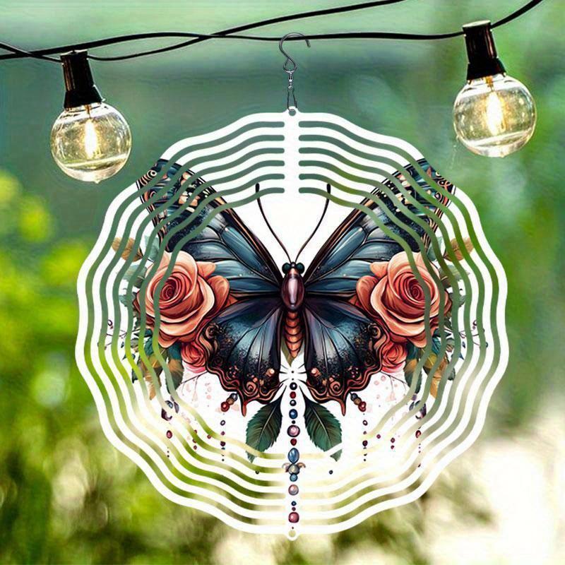 10 Inch Hanging Wind Spinner with 360 Degree Hook for Balcony Garden Decor Spring Summer Outdoor Decoration