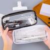 Waterproof Transparent Pencil Case Large Capacity PVC Material Stain-Resistant Easy to Clean Smooth Zipper Stationery Holder