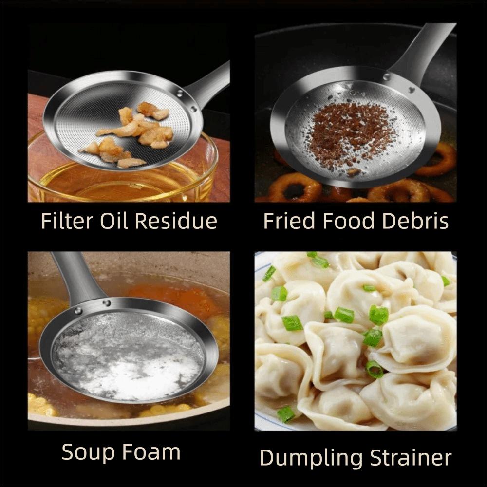 Reusable Stainless Steel Oil Skimmer Comfortable Handle Kitchen Strainer  Kitchen Utensils