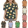 Kids Animal Print Crew Neck Short Sleeve Casual Loose Fit T Shirt Top Lightweight Soft Fabric Comfortable Wear