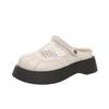Fashion 2025 New Women's Platform Slippers Lace Mesh Half Slippers Women Outdoor Comfortable Heeled Slippers Woman Pantoufles Femme