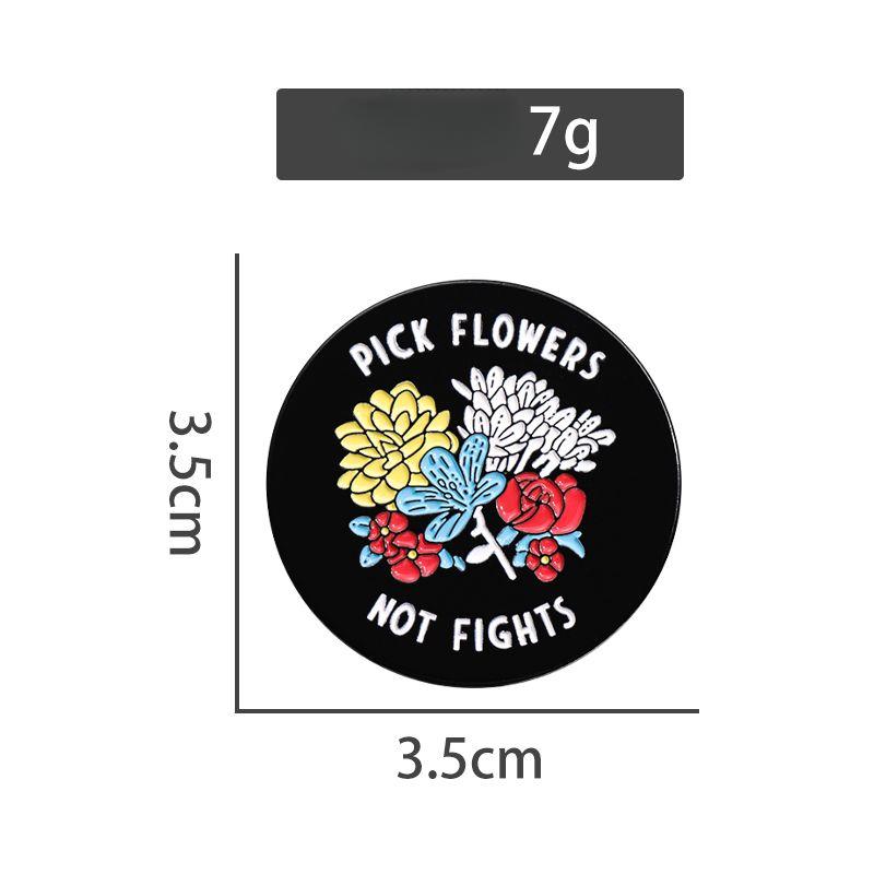 

Металлическая брошь в виде цветка с забавной английской фразой, круглый литой аксессуар для мужских и женских рюкзаков, идеально подходит для студентов QHXZ2575