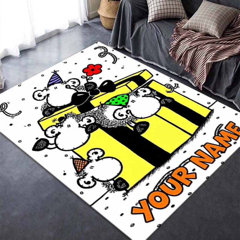 Custom Name sheepworld Carpet Rug for Living Room Bedroom Home Sofa Decoration,Kids play Non-slip Floor Mat