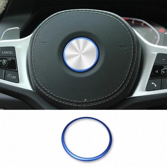 Steering Wheel Horn Ring Cover Panel Fit For BMW X5 G05 Blue Aluminum -