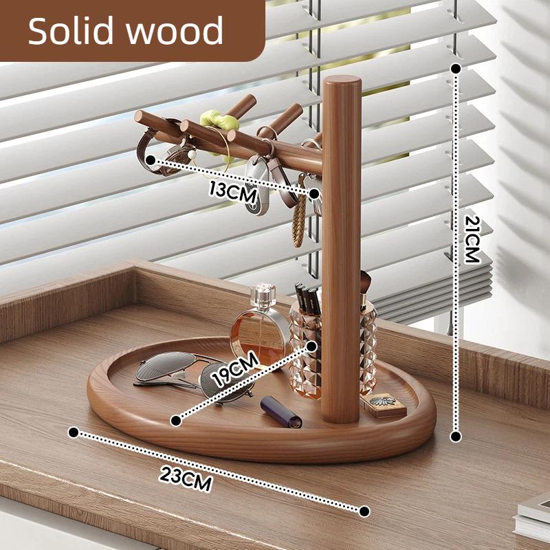 Rustic Entryway Shelf Key Holder Wooden Storage Rack Tabletop Organizer Display For Glasses Watches Home Decor