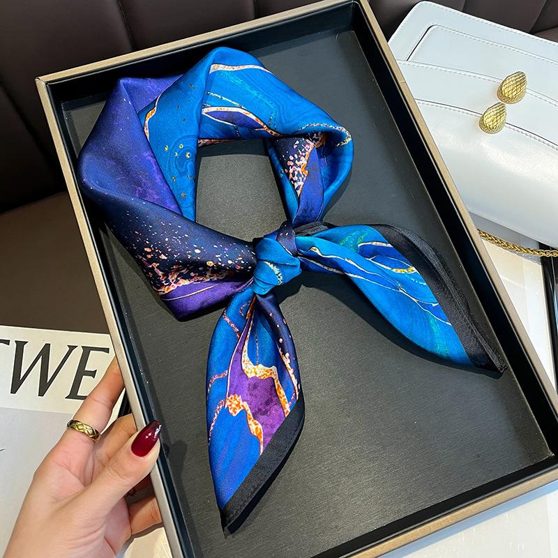 Pure Silk 2026 Fashion Headscarf Square Satin Scarf For Women Print Shawl Foulard Hijab Neckerchief Headband Hair Wrap Bandana